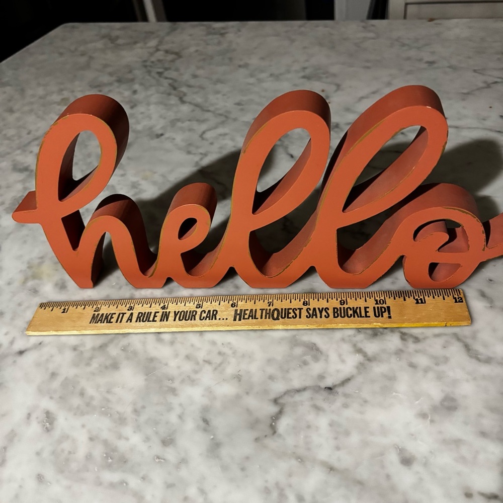 Orange 'Hello' Decorative Sign - Picture 2 of 2